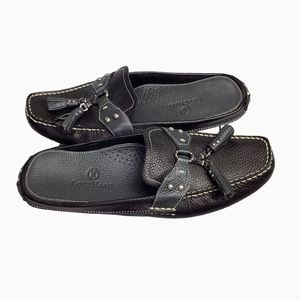 Cole Haan NWOT Leather Tasseled Slip On Mules in Black. Sz. 7